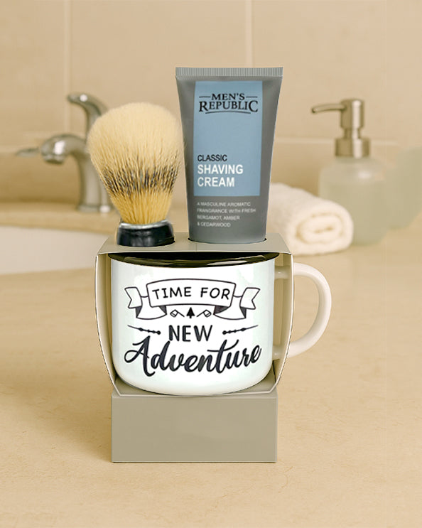 Men's Republic Mug with Shaving Cream and Beard Brush