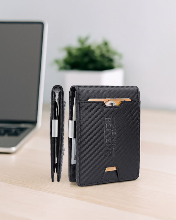 Men's Republic Faux Leather Wallet Money Clip - Black