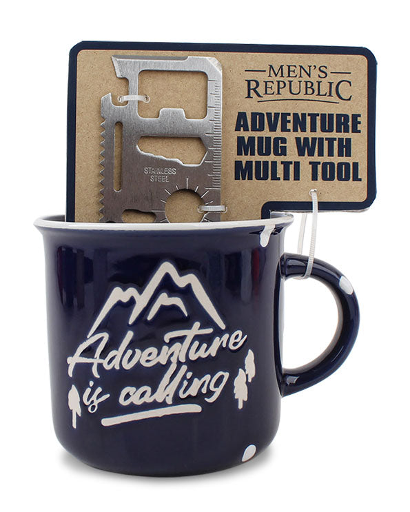 Men's Republic Adventure Mugs with Tool Gift Sets in Shelf Tray - 6 pcs