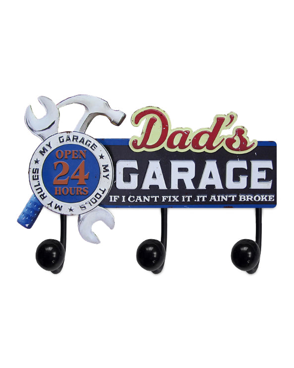 Men's Republic Retro Sign with 3 Hanging Hooks - Dad's Garage
