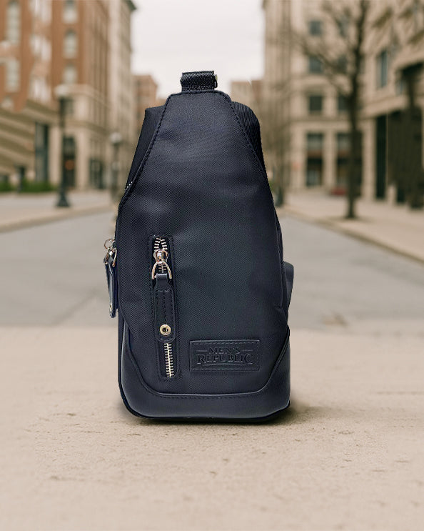 Men's Republic Nylon Black Backpack - Single Strap Sling
