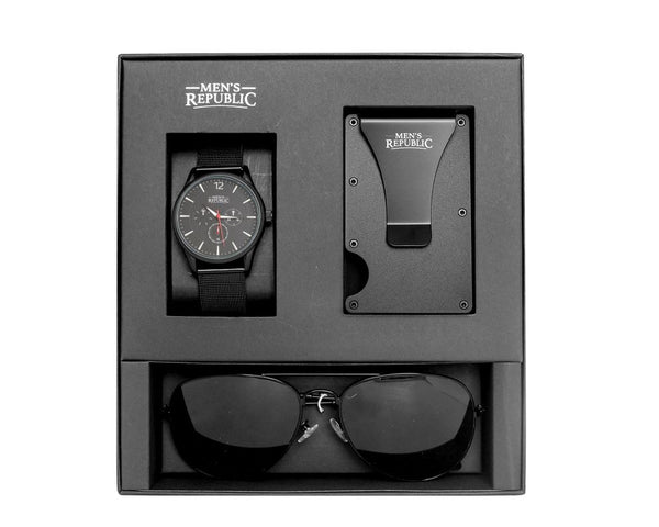 Men's Republic Watch set with Card Wallet and Sunglasses