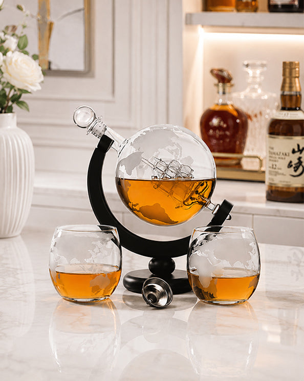 Men's Republic Globe Whiskey Decanter - 2 glasses