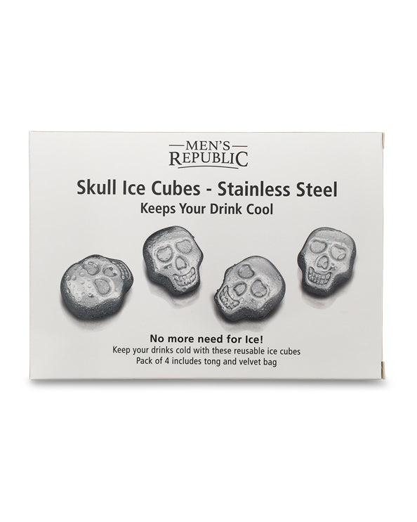 Men's Republic Skull Ice Cubes - 4 Pieces Stainless Steel