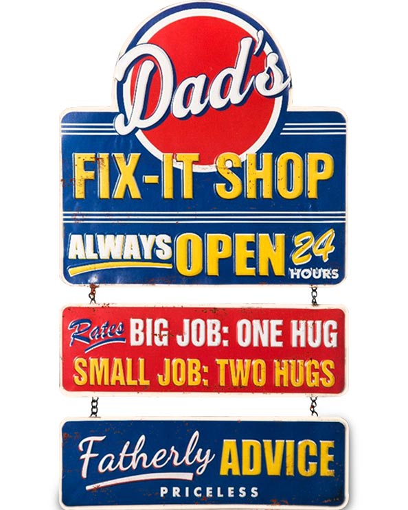 Men's Republic Retro Metal Sign - Dad's Fix-It Shop