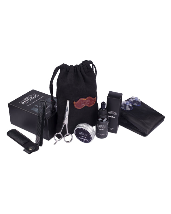 Men's Republic 6pc Beard Grooming Kit with Bag and Apron